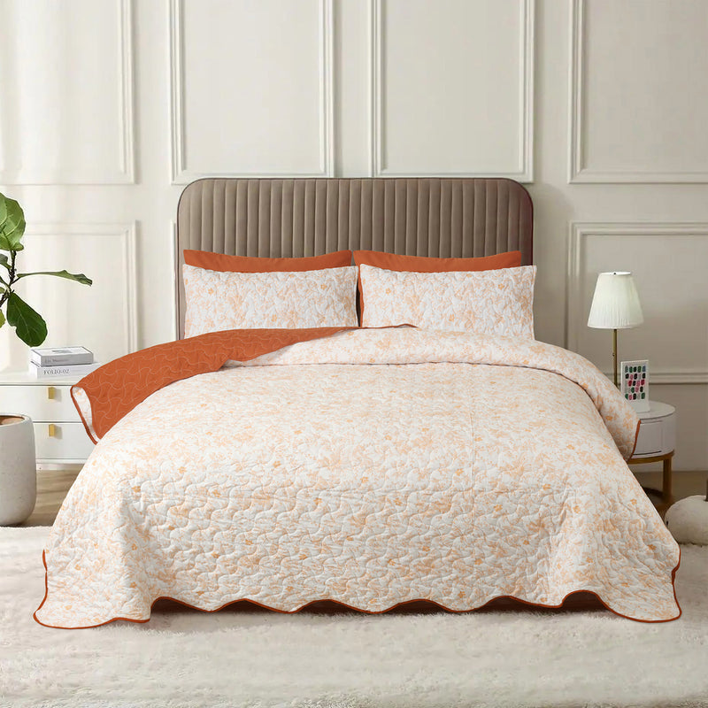 Peach Blossom Quilted Bedspread