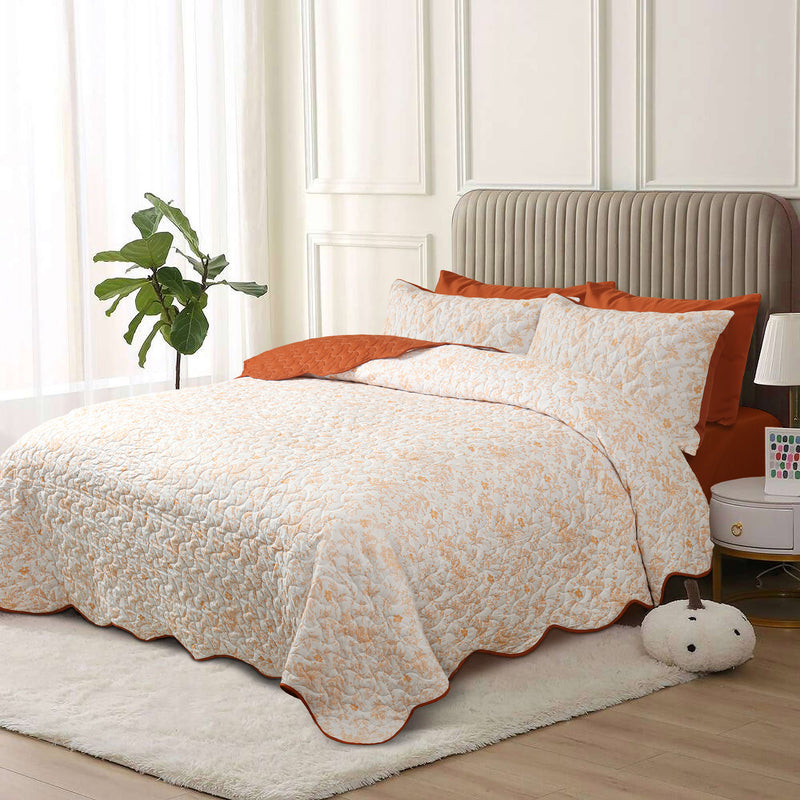 Peach Blossom Quilted Bedspread