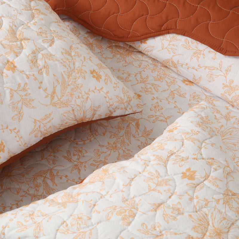 Peach Blossom Quilted Bedspread