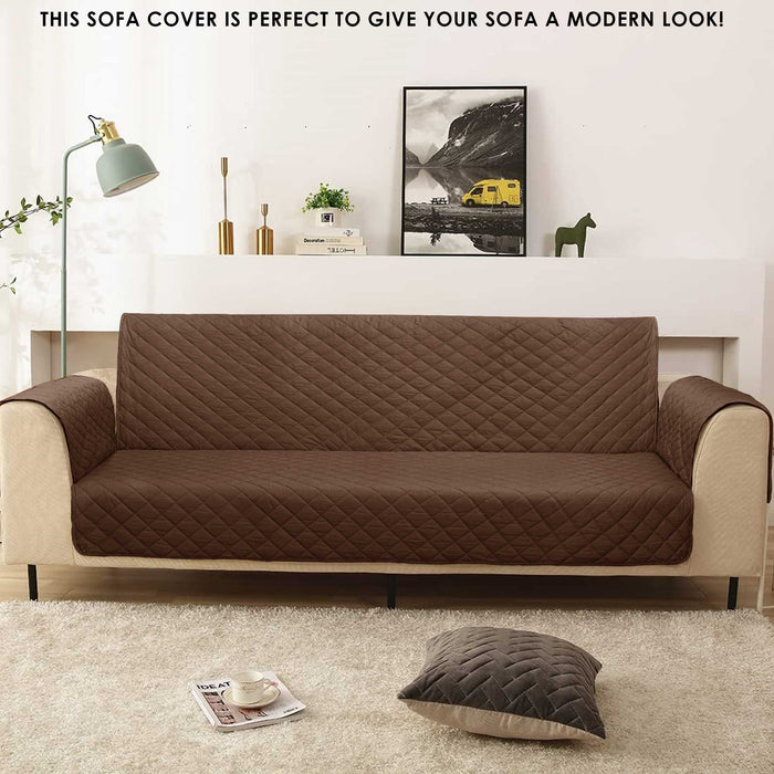 100% Waterproof Quilted Sofa Cover Brown