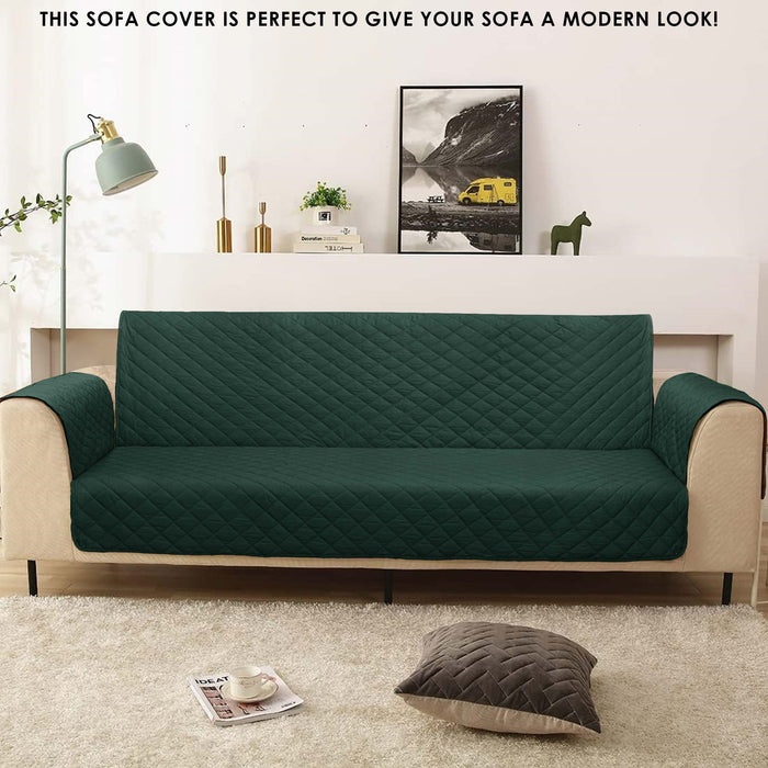 100% Waterproof Quilted Sofa Cover Bottle Green