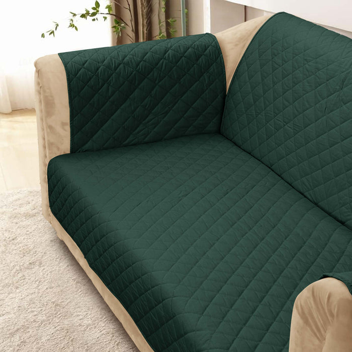 100% Waterproof Quilted Sofa Cover Bottle Green