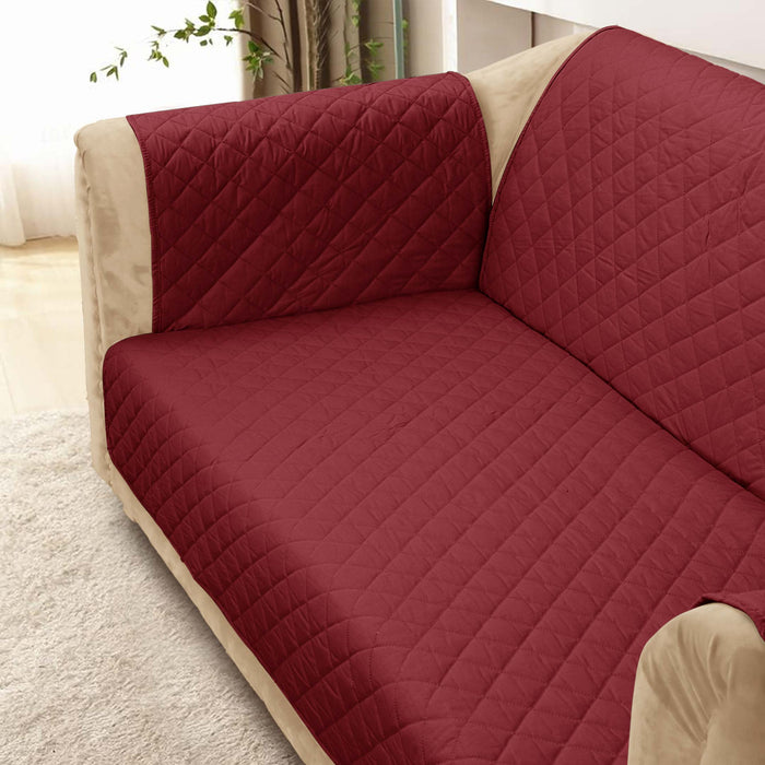 100% Waterproof Quilted Sofa Cover Maroon
