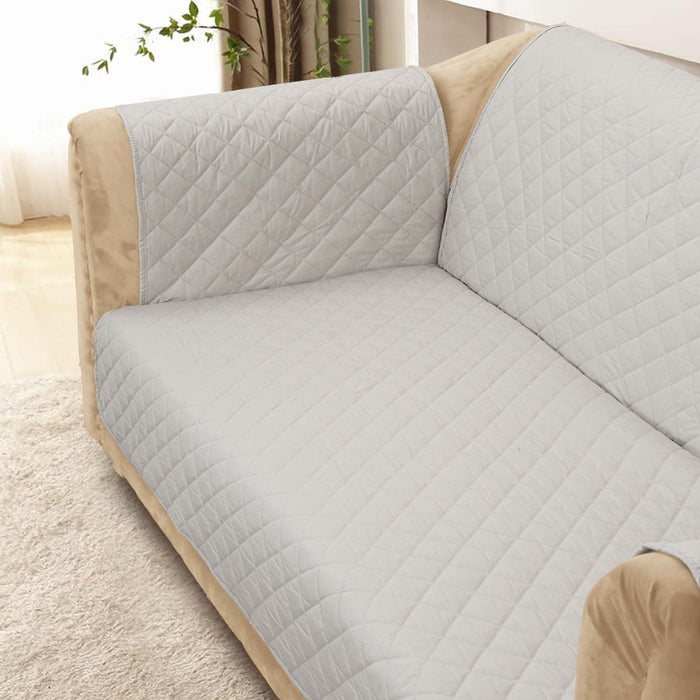 100% Waterproof Quilted Sofa Cover Silver