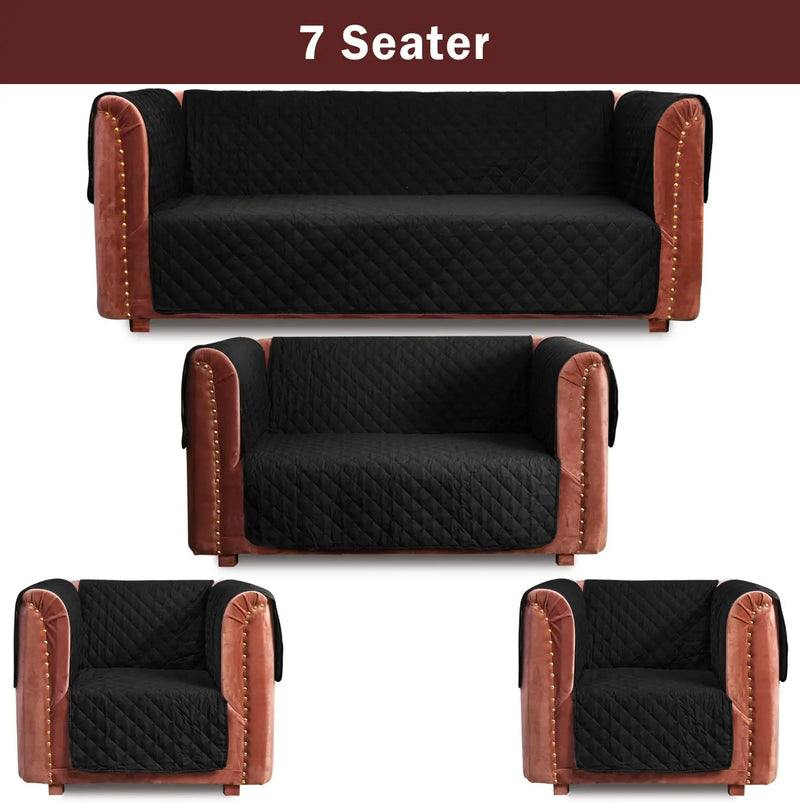 100% Waterproof Quilted Sofa Cover Black