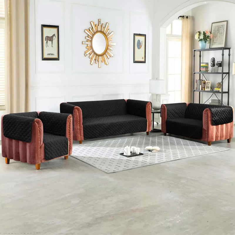 100% Waterproof Quilted Sofa Cover Black