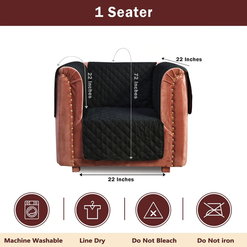 100% Waterproof Quilted Sofa Cover Black