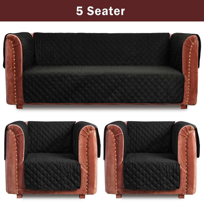 100% Waterproof Quilted Sofa Cover Black