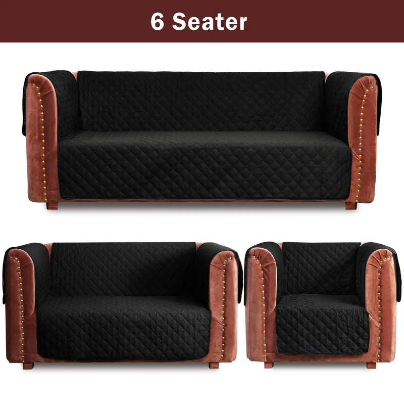 100% Waterproof Quilted Sofa Cover Black