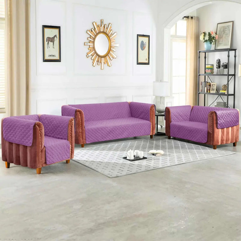 100% Waterproof Quilted Sofa Cover Lilac
