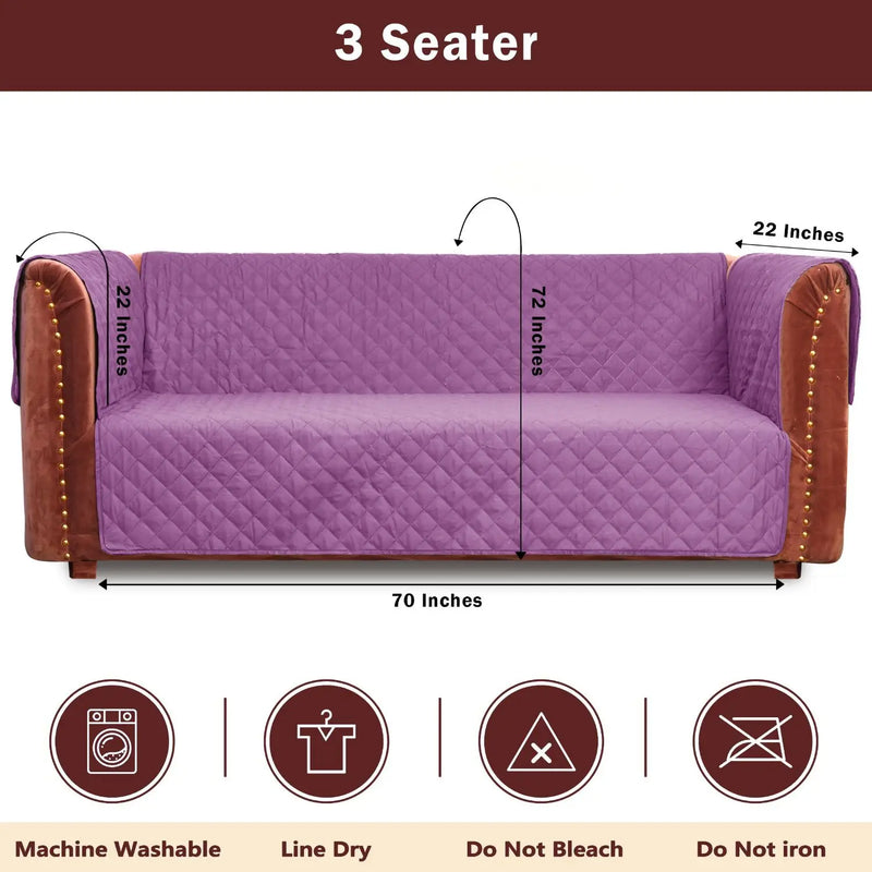 100% Waterproof Quilted Sofa Cover Lilac