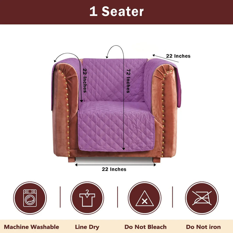 100% Waterproof Quilted Sofa Cover Lilac
