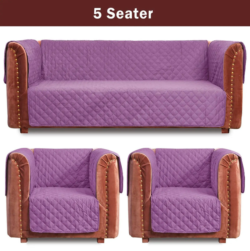 100% Waterproof Quilted Sofa Cover Lilac