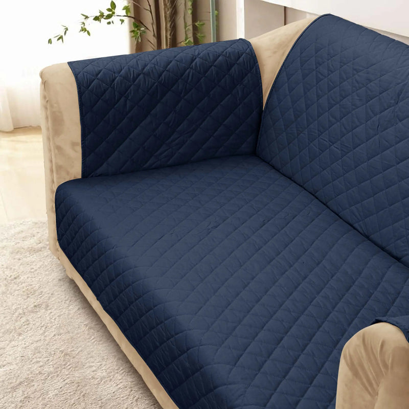 100% Waterproof Quilted Sofa Cover Navy
