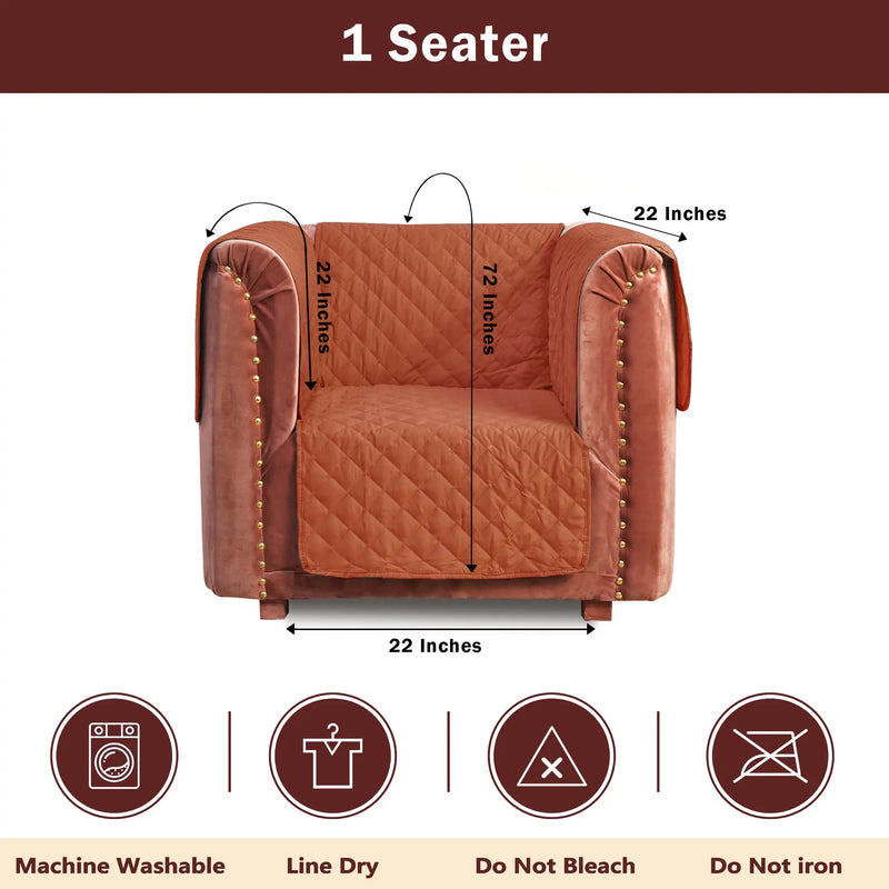 100% Waterproof Quilted Sofa Cover Rust