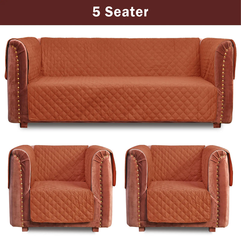 100% Waterproof Quilted Sofa Cover Rust