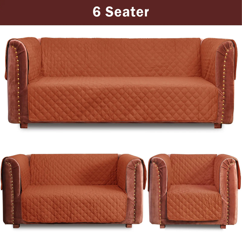 100% Waterproof Quilted Sofa Cover Rust