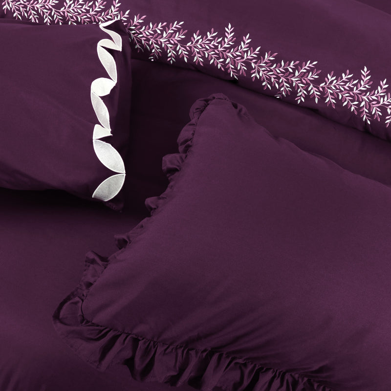 Plum Willow Embroidered Summer Duvet Set