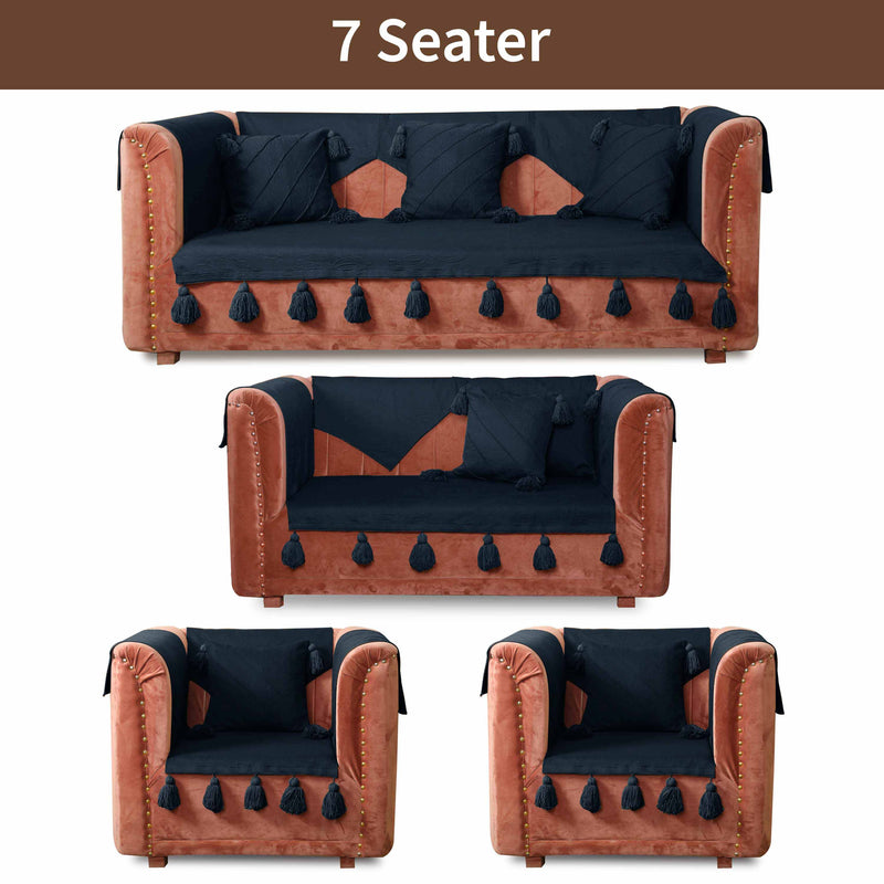 Navy Luxury French Matelasse Sofa Cover