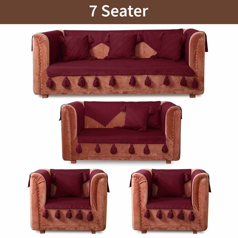 Maroon Luxury French Matelasse Sofa Cover