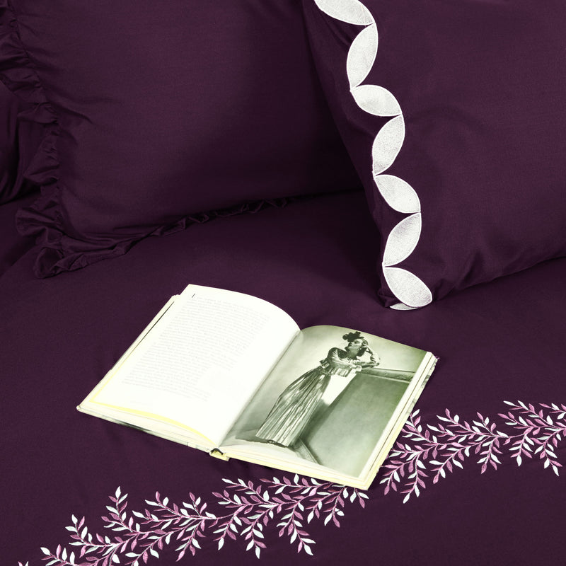 Plum Willow Embroidered Summer Duvet Set