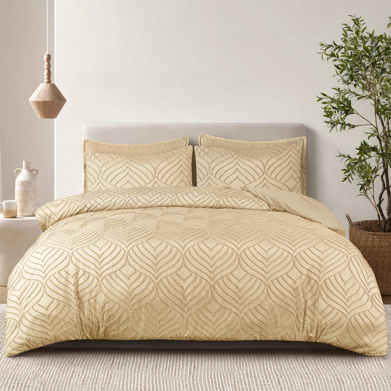 Sand Dunes Boho Tufted Duvet Cover- Soft Microfiber- 6 Piece Set