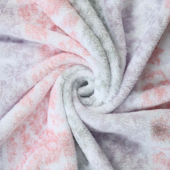 Floral Stripes Pink Lilic Fleece Blanket