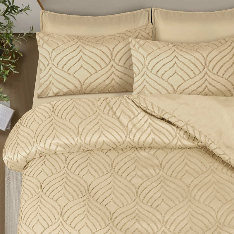 Sand Dunes Boho Tufted Duvet Cover- Soft Microfiber- 6 Piece Set