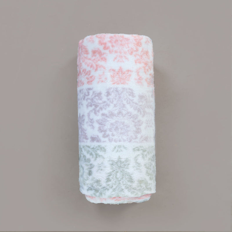 Floral Stripes Pink Lilic Fleece Blanket