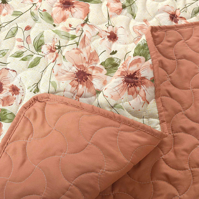 Apricot Meadow Quilted Bedspread