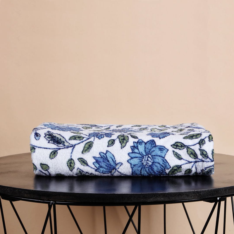 Blue N Green Floral Design Hand Towel