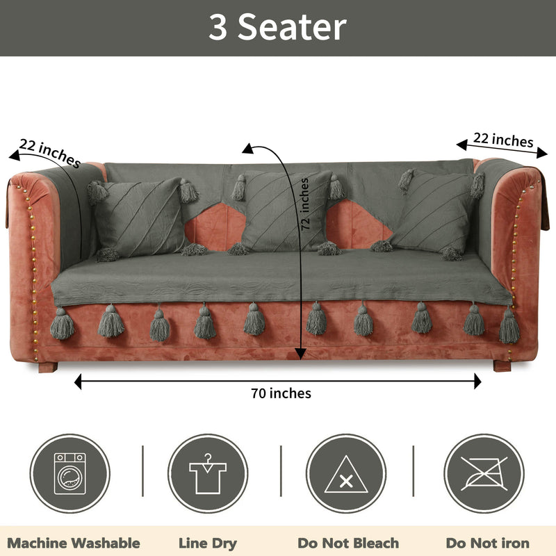 Grey Luxury French Matelasse Sofa Cover