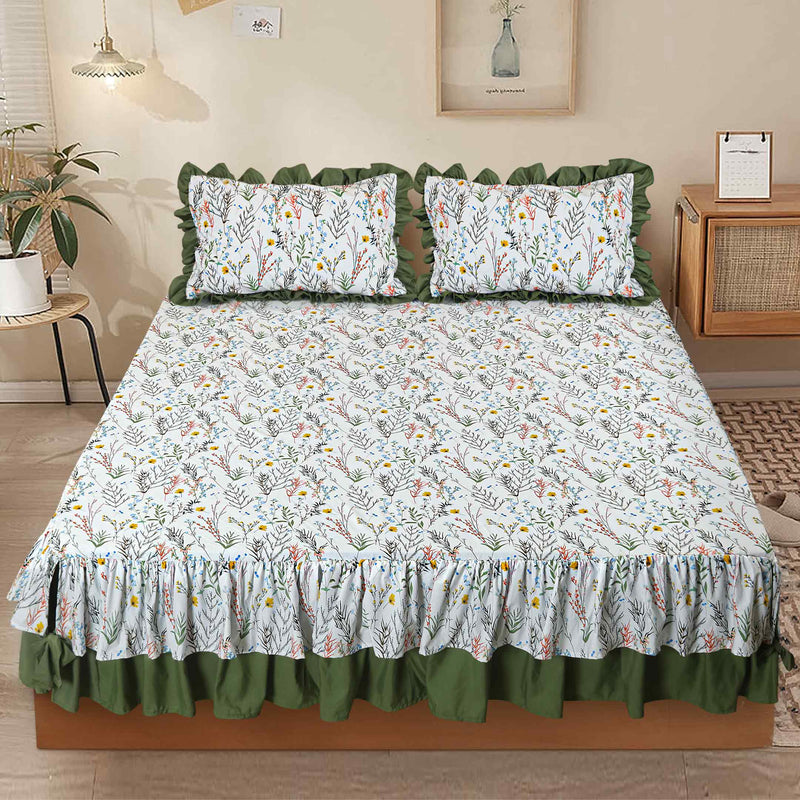 Bloom Haven Ruffled Fitted Sheet