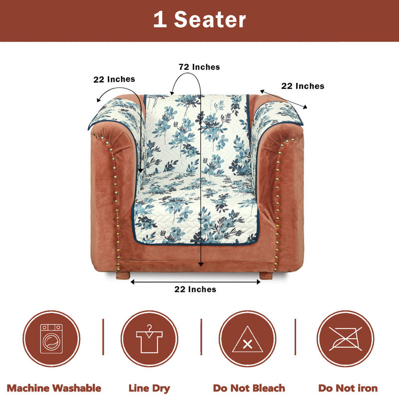 Aqua Leaf Quilted Sofa Cover Set