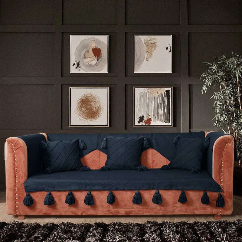 Navy Luxury French Matelasse Sofa Cover