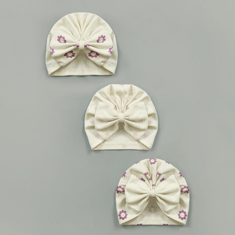 Floral Baby Caps - Pack Of Three