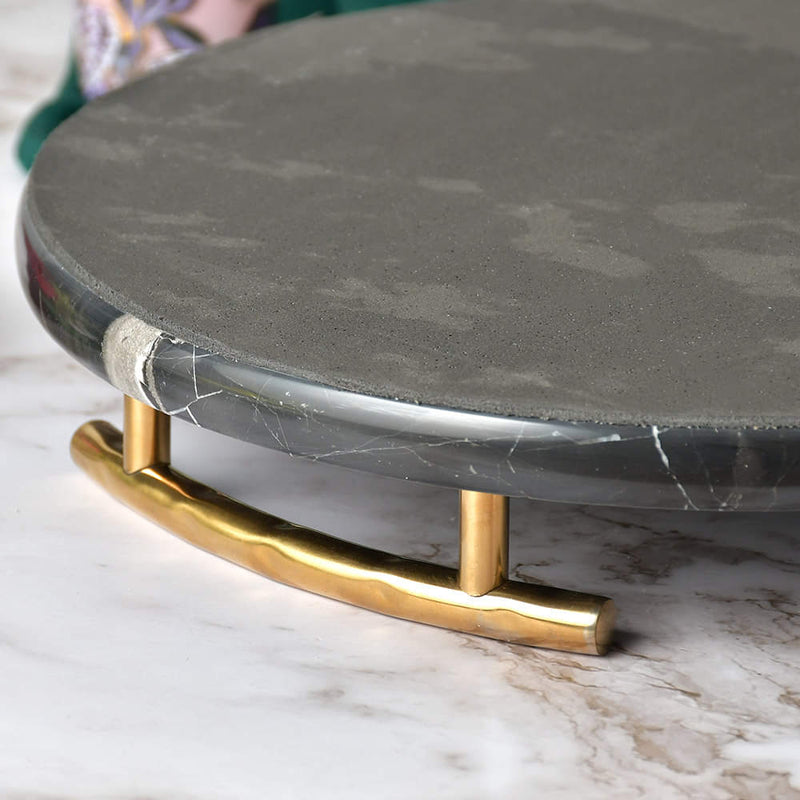 Nordic Black Round Marble Serving Tray