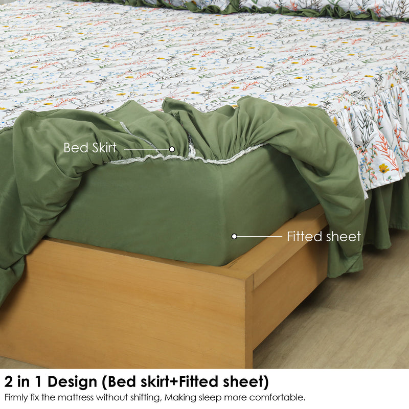 Bloom Haven Ruffled Fitted Sheet