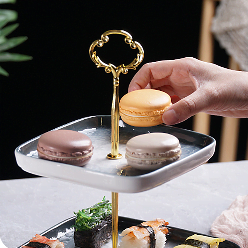 2 Tier European Style Ceramic Tray