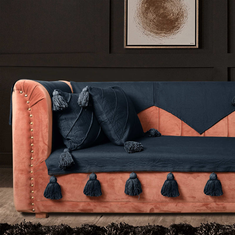 Navy Luxury French Matelasse Sofa Cover