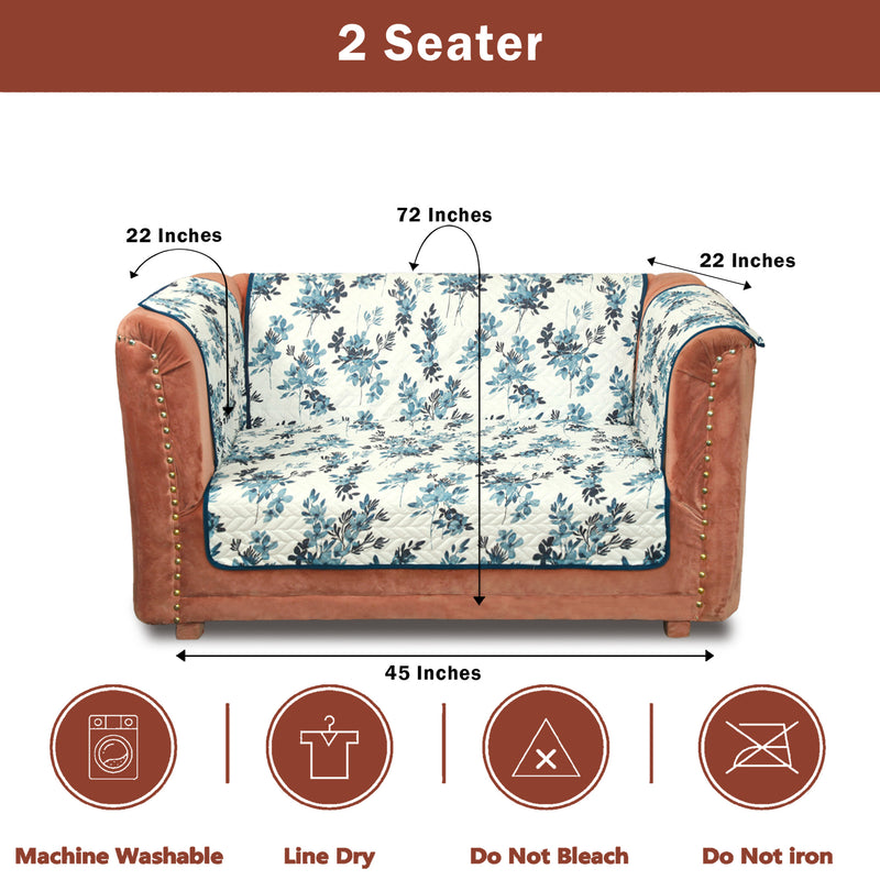 Aqua Leaf Quilted Sofa Cover Set