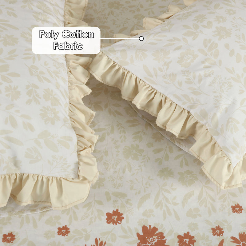 Rust Rose Ruffled Fitted Sheet