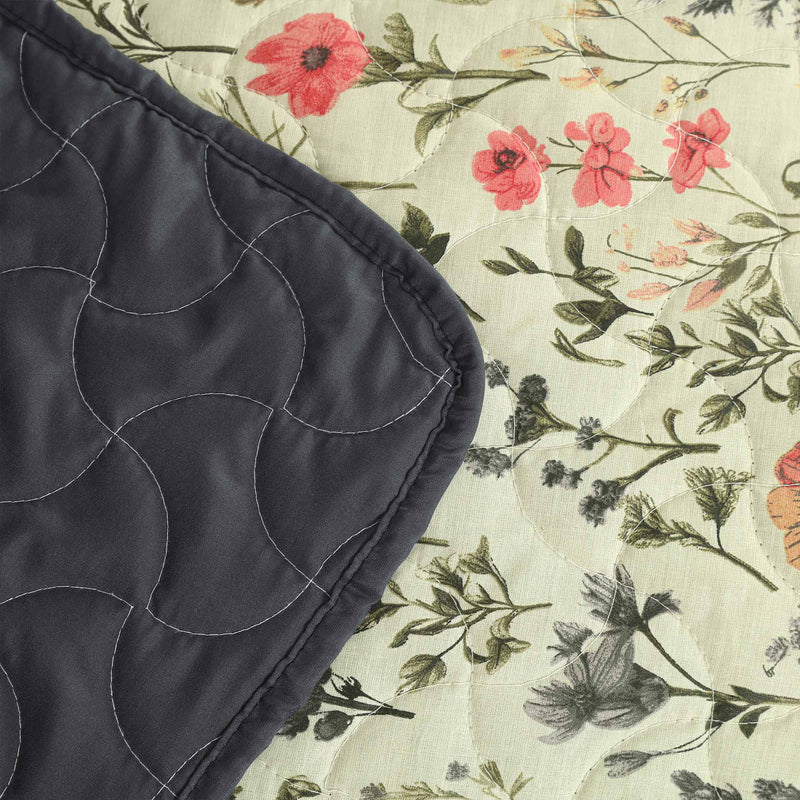 Charcoal Rose Quilted Bedspread