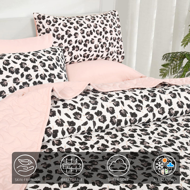 Midnight Bloom Quilted Bedspread