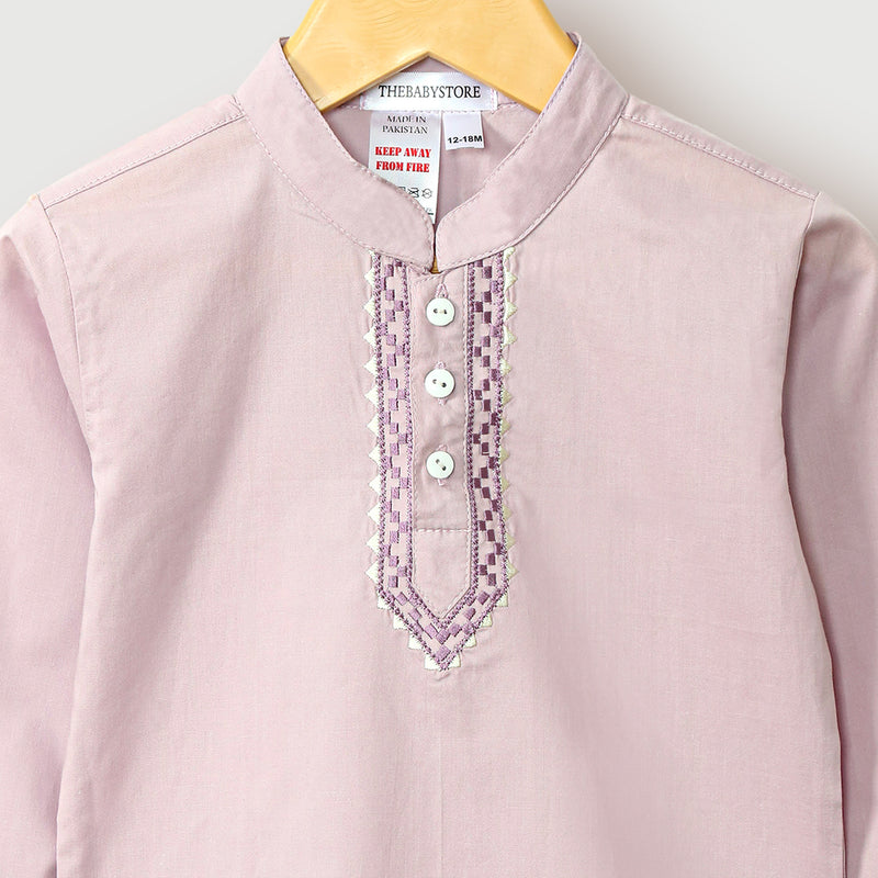 Lilac Embroidered Baby Kurta Set