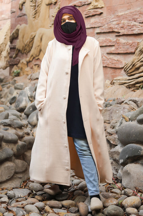 Princess Cut Wool Winter Coat Abaya And Hijaab Blush