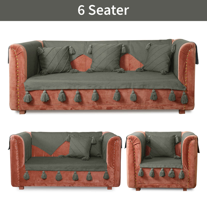 Grey Luxury French Matelasse Sofa Cover