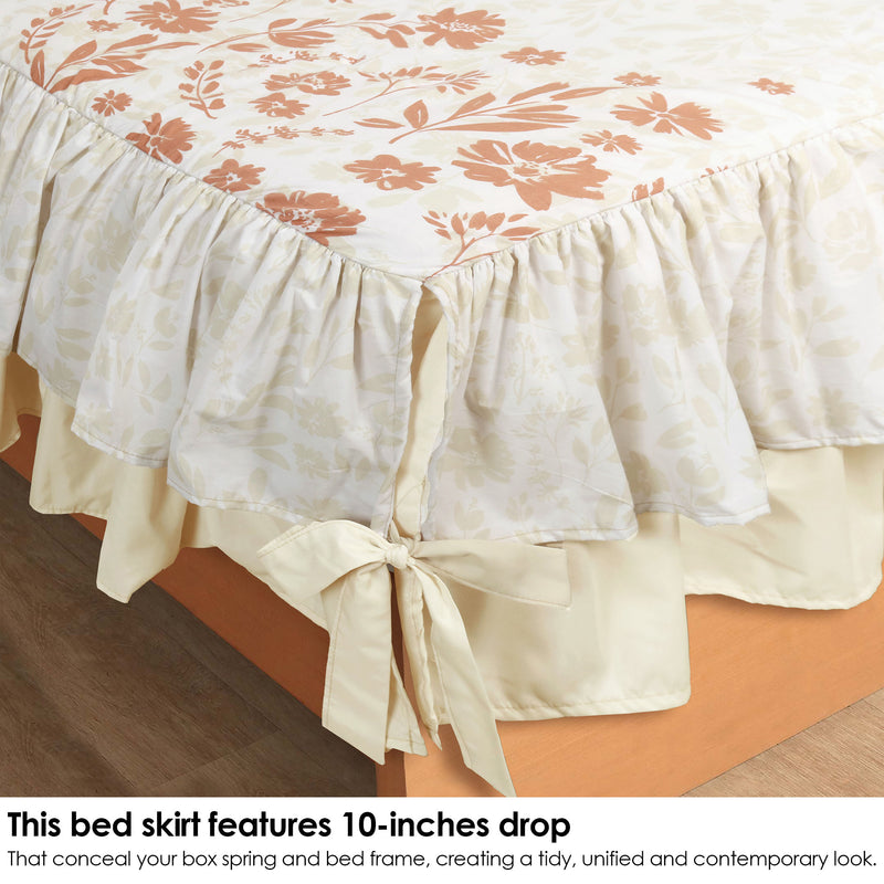 Rust Rose Ruffled Fitted Sheet
