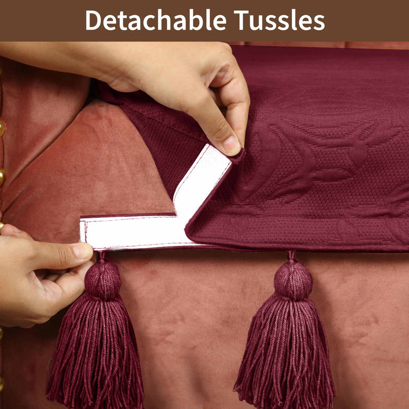 Maroon Luxury French Matelasse Sofa Cover