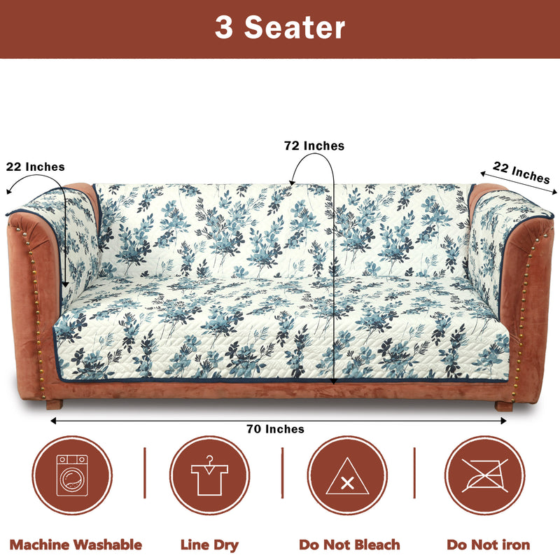 Aqua Leaf Quilted Sofa Cover Set